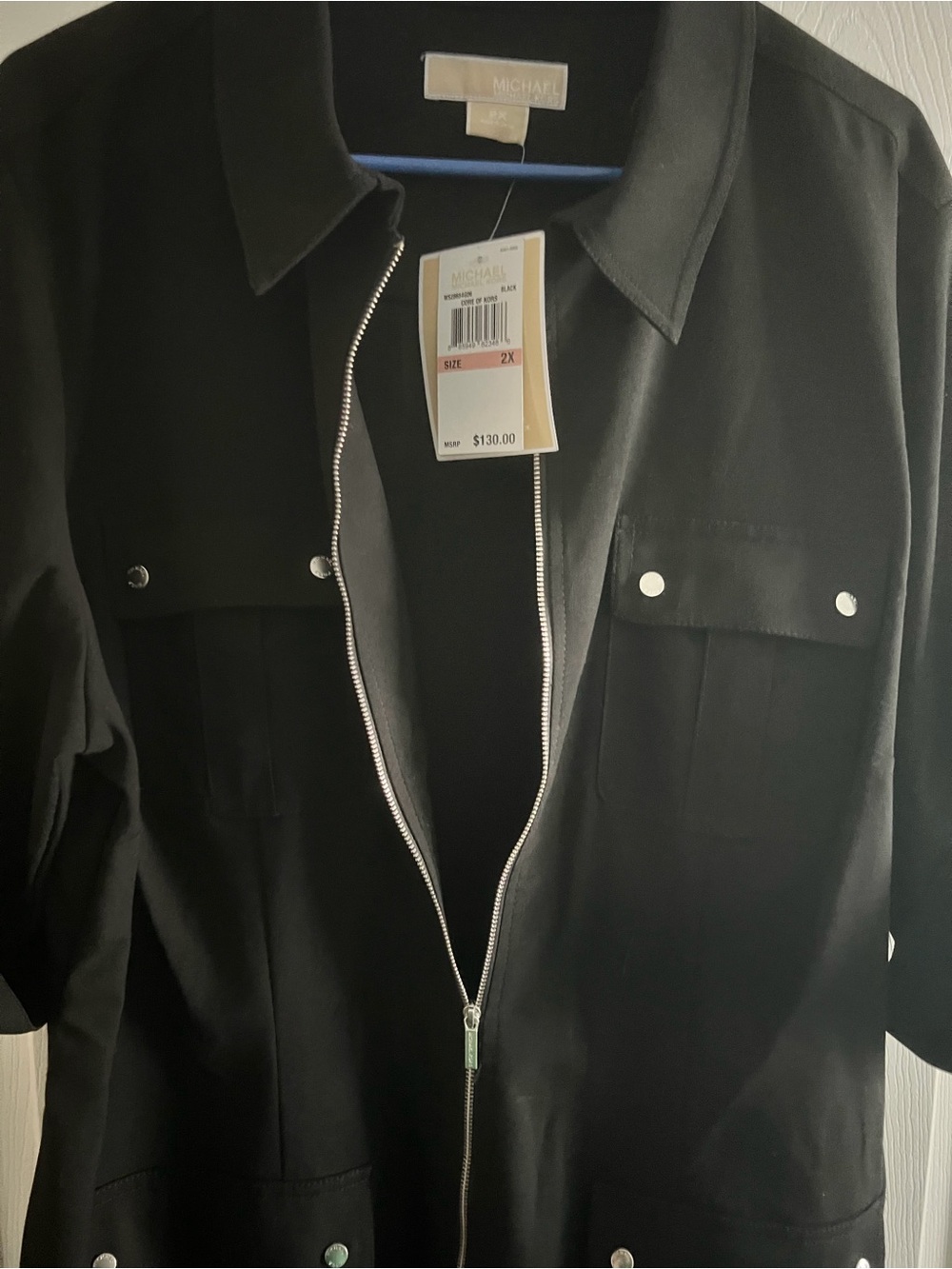 Michael Kors Black Zip-Front Utility Shirt Dress - Picture 2 of 7